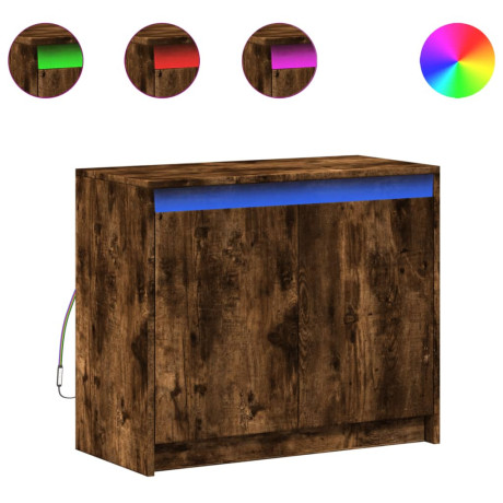 vidaXL Dressoir met LED 72x34x61 cm bewerkt hout gerookt eikenkleurig afbeelding2 - 1