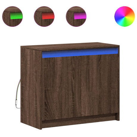 vidaXL Dressoir met LED 72x34x61 cm bewerkt hout bruin eikenkleur afbeelding2 - 1