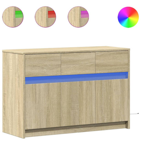 vidaXL Tv-meubel met LED 91x34x61 cm bewerkt hout sonoma eikenkleurig afbeelding2 - 1