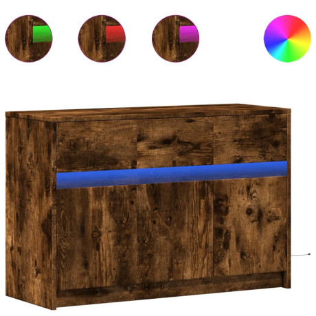 vidaXL Tv-meubel met LED 91x34x61 cm bewerkt hout gerookt eikenkleur afbeelding2 - 1
