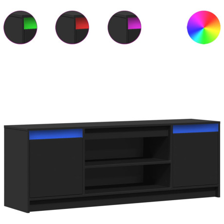 vidaXL Tv-meubel met LED 139,5x34x50 cm bewerkt hout zwart afbeelding2 - 1