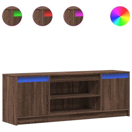 vidaXL Tv-meubel met LED 139,5x34x50 cm bewerkt hout bruin eikenkleur afbeelding2 - 1