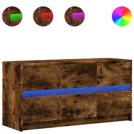 vidaXL Tv-meubel met LED 100x34x50 cm bewerkt hout gerookt eikenkleur afbeelding2 - 1