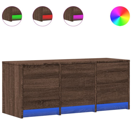vidaXL Tv-meubel met LED 97x34x40 cm bewerkt hout bruin eikenkleurig afbeelding2 - 1