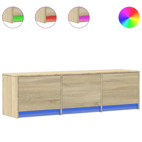 vidaXL Tv-meubel met LED 140x34x40 cm bewerkt hout sonoma eikenkleurig afbeelding2 - 1