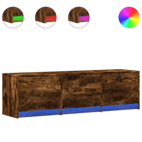 vidaXL Tv-meubel met LED 140x34x40 cm bewerkt hout gerookt eikenkleur afbeelding2 - 1