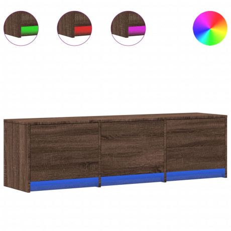 vidaXL Tv-meubel met LED 140x34x40 cm bewerkt hout bruin eikenkleurig afbeelding2 - 1