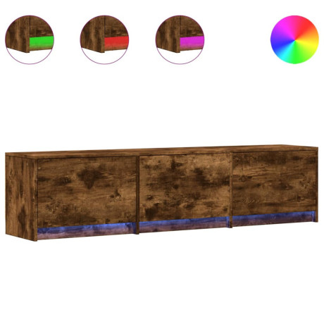 vidaXL Tv-meubel met LED 165x34x40 cm bewerkt hout gerookt eikenkleur afbeelding2 - 1