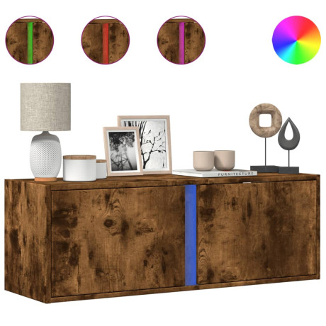 vidaXL Tv-wandmeubel met LED-verlichting 100x31x35 cm gerookt eiken afbeelding2 - 1