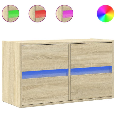 vidaXL Tv-wandmeubel met LED-verlichting 80x31x45 cm sonoma eikenkleur afbeelding2 - 1