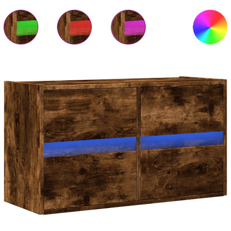vidaXL Tv-wandmeubel met LED-verlichting 80x31x45 cm gerookt eiken afbeelding2 - 1