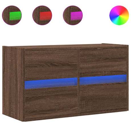 vidaXL Tv-wandmeubel met LED-verlichting 80x31x45 cm bruin eikenkleur afbeelding2 - 1
