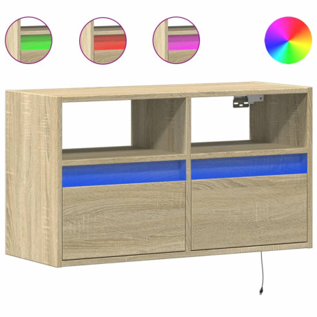 vidaXL Tv-wandmeubel met LED-verlichting 80x31x45 cm sonoma eikenkleur afbeelding2 - 1