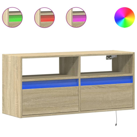 vidaXL Tv-wandmeubel met LED-verlichting 100x31x45 cm sonoma eiken afbeelding2 - 1