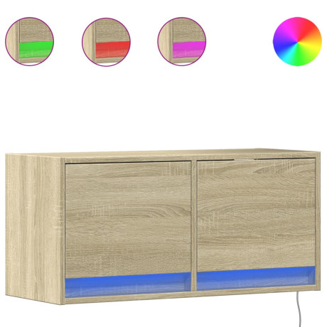 vidaXL Tv-wandmeubel met LED-verlichting 80x31x35 cm sonoma eikenkleur afbeelding2 - 1