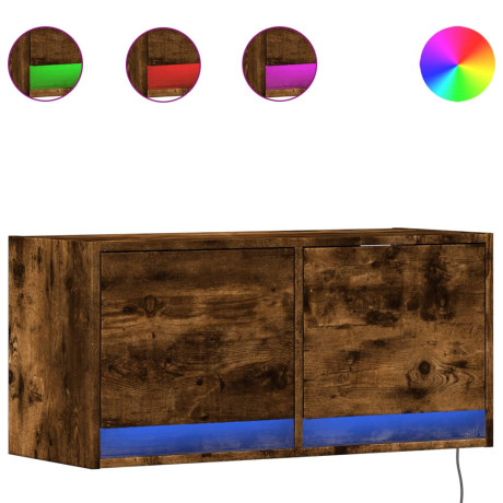 vidaXL Tv-wandmeubel met LED-verlichting 80x31x35 cm gerookt eiken afbeelding2 - 1