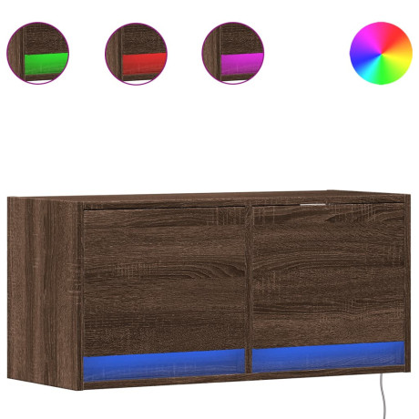 vidaXL Tv-wandmeubel met LED-verlichting 80x31x35 cm bruin eikenkleur afbeelding2 - 1