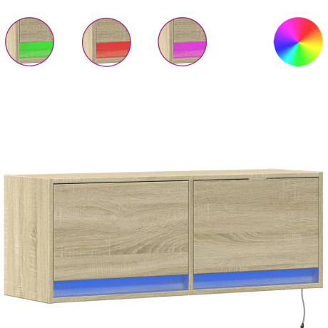 vidaXL Tv-wandmeubel met LED-verlichting 100x31x35 cm sonoma eiken afbeelding2 - 1