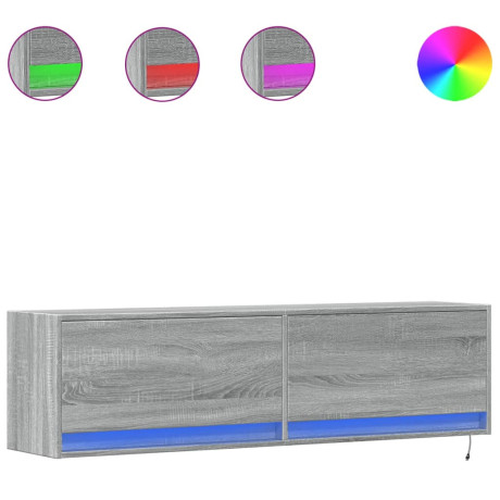 vidaXL Tv-wandmeubel met LED-verlichting 140x31x38 cm grijs sonoma afbeelding2 - 1