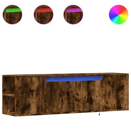vidaXL Tv-wandmeubel met LED-verlichting 135x31x39,5 cm gerookt eiken afbeelding2 - 1