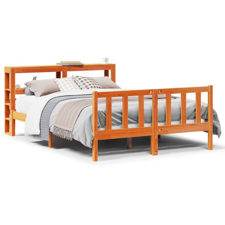 vidaXL Bedframe met hoofdbord massief grenenhout wasbruin 160x200 cm afbeelding2 - 1