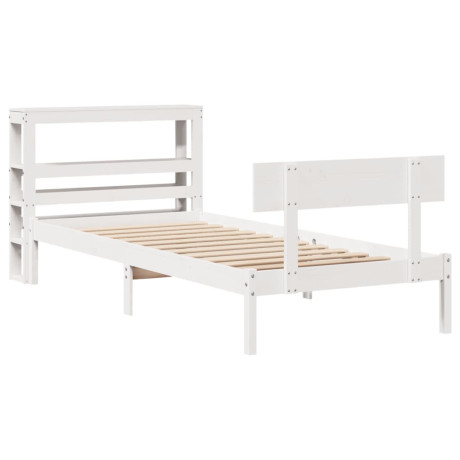 vidaXL Bedframe zonder matras massief grenenhout wit 90x200 cm afbeelding2 - 1