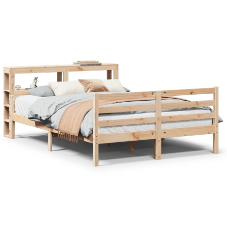 vidaXL Bedframe met hoofdbord massief grenenhout wit 140x200 cm afbeelding2 - 1