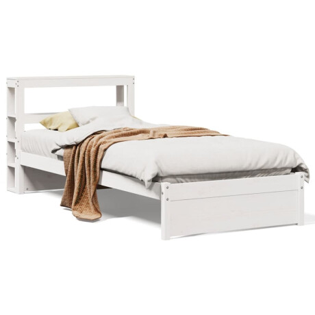 vidaXL Bedframe met hoofdbord massief grenenhout wit 75x190 cm afbeelding2 - 1