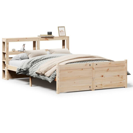 vidaXL Bedframe met hoofdbord massief grenenhout wit 140x200 cm afbeelding2 - 1