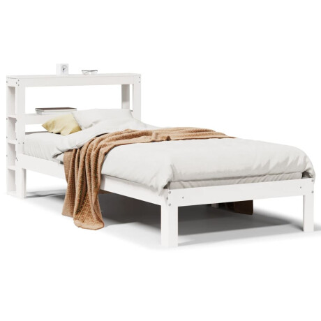 vidaXL Bedframe met hoofdbord massief grenenhout wit 75x190 cm afbeelding2 - 1