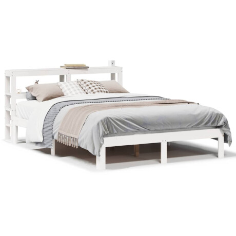 vidaXL Bedframe met hoofdbord massief grenenhout wit 120x190 cm afbeelding2 - 1