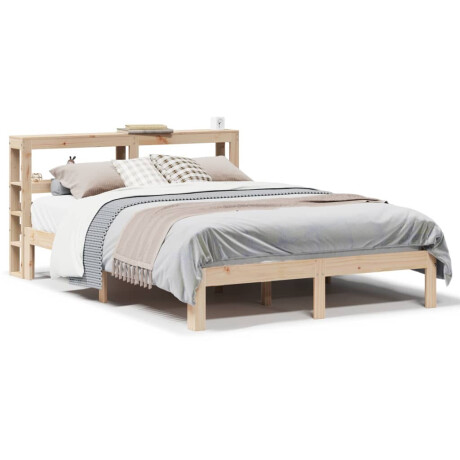 vidaXL Bedframe met hoofdbord massief grenenhout wit 140x200 cm afbeelding2 - 1