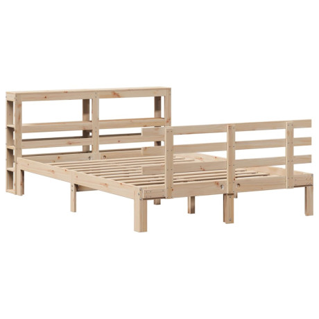 vidaXL Bedframe met hoofdbord massief grenenhout wit 140x200 cm afbeelding2 - 1