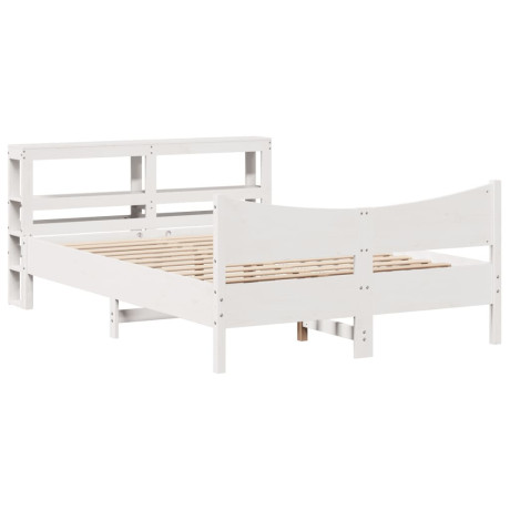 vidaXL Bedframe met hoofdbord massief grenenhout wit 160x200 cm afbeelding2 - 1