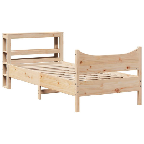 vidaXL Bedframe met hoofdbord massief grenenhout 75x190 cm afbeelding2 - 1