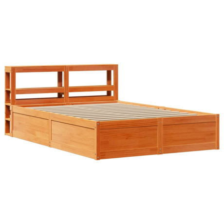 vidaXL Bedframe met hoofdbord massief grenenhout wasbruin 140x190 cm afbeelding2 - 1