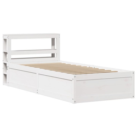 vidaXL Bedframe met hoofdbord massief grenenhout wit 75x190 cm afbeelding2 - 1