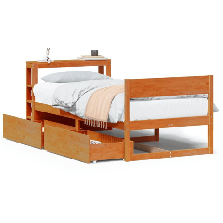 vidaXL Bedframe zonder matras massief grenenhout wasbruin 100x200 cm afbeelding2 - 1