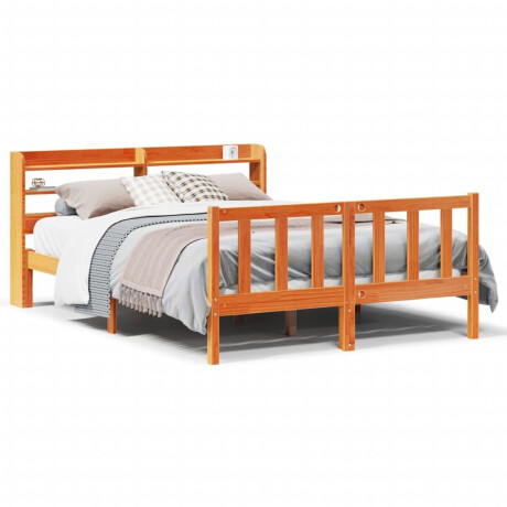 vidaXL Bedframe met hoofdbord massief grenenhout wasbruin 160x200 cm afbeelding2 - 1