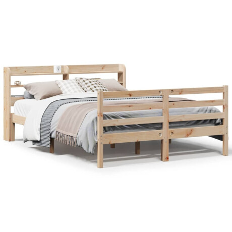 vidaXL Bedframe met hoofdbord massief grenenhout 135x190 cm afbeelding2 - 1