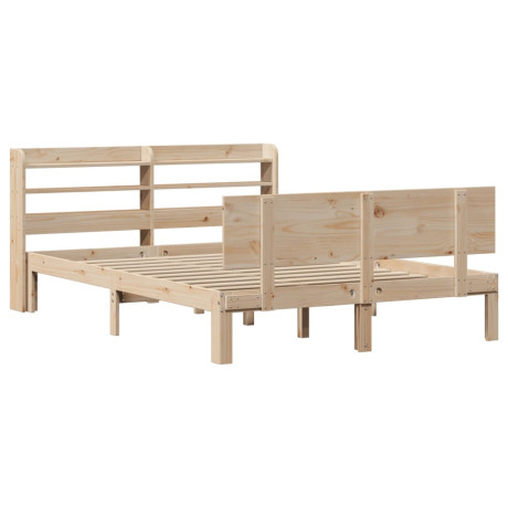 vidaXL Bedframe met hoofdbord massief grenenhout 140x190 cm afbeelding2 - 1