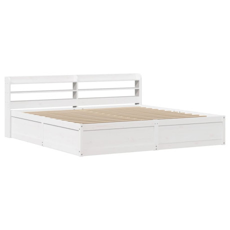 vidaXL Bedframe met hoofdbord massief grenenhout wit 180x200 cm afbeelding2 - 1