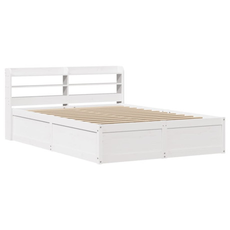 vidaXL Bedframe met hoofdbord massief grenenhout wit 160x200 cm afbeelding2 - 1