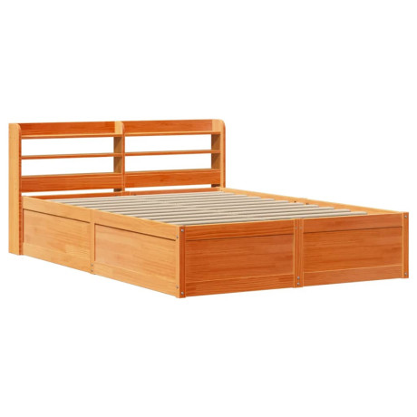 vidaXL Bedframe met hoofdbord massief grenenhout wasbruin 150x200 cm afbeelding2 - 1