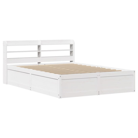 vidaXL Bedframe met hoofdbord massief grenenhout wit 140x190 cm afbeelding2 - 1