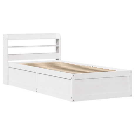 vidaXL Bedframe met hoofdbord massief grenenhout wit 90x190 cm afbeelding2 - 1