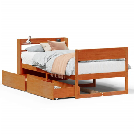 vidaXL Bedframe zonder matras massief grenenhout wasbruin 100x200 cm afbeelding2 - 1