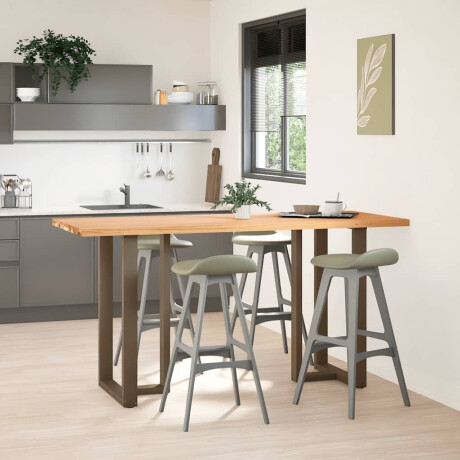 vidaXL Bartafel rechthoekig 200x80x92 cm massief eikenhout lichtbruin afbeelding2 - 1