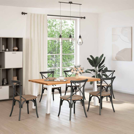 vidaXL Eettafel rechthoekig 180x100x74 cm massief eikenhout lichtbruin afbeelding2 - 1