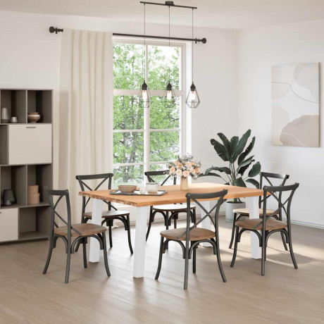 vidaXL Eettafel rechthoekig 180x120x74 cm massief eikenhout lichtbruin afbeelding2 - 1